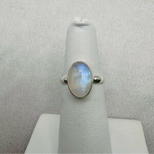 Rainbow Moonstone Sterling Silver Oval Ring